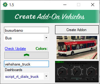 Addon Creator Vehicles - Opciones